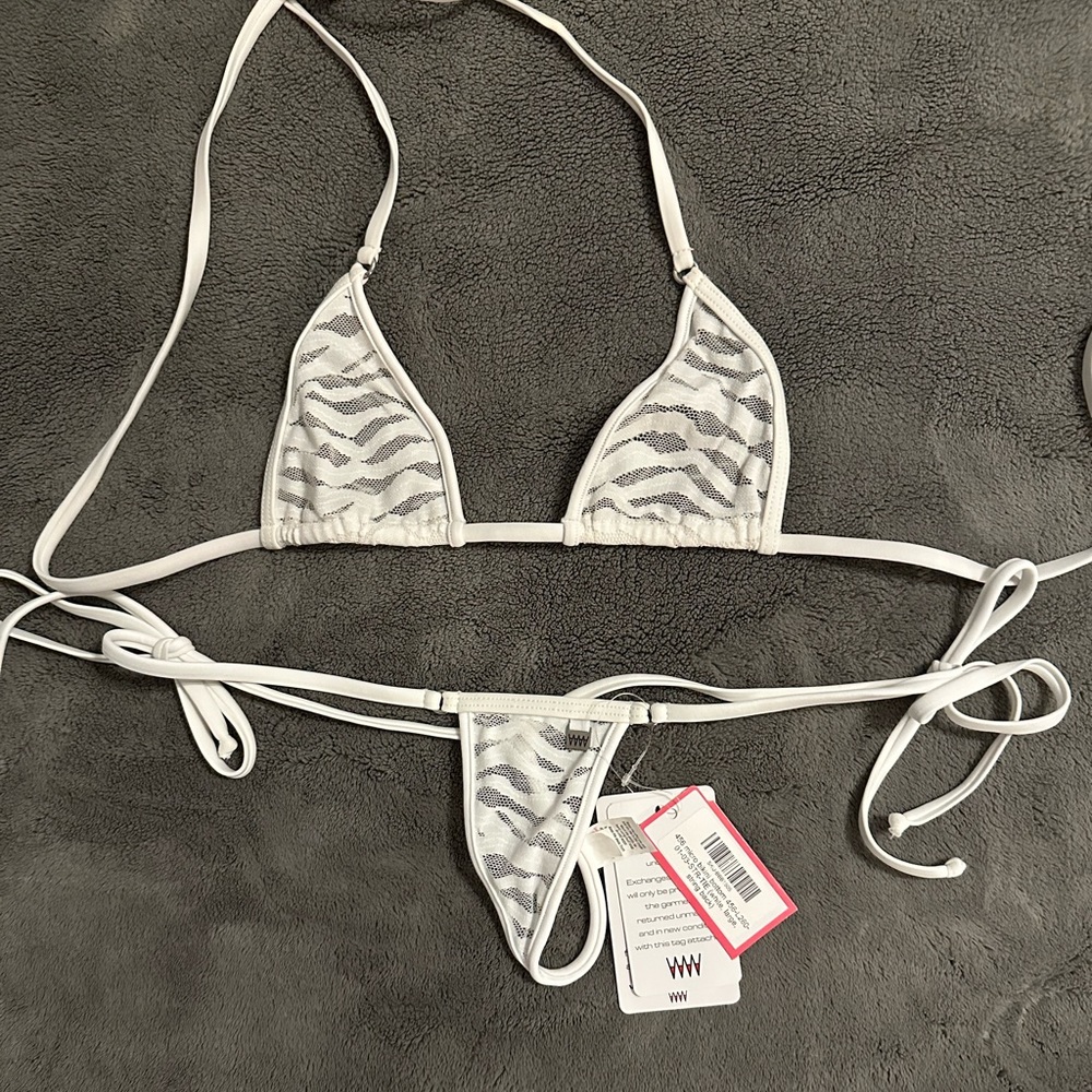 White Triangle Bikini with Animal Print